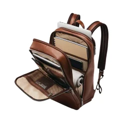 Classic Leather Laptop Backpack, Solid, Cognac (126036-1221)<Samsonite Best