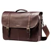 Flapover Double Gusset Laptop Briefcase, Brown Leather (45798-1139)<Samsonite Outlet