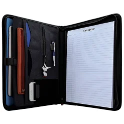 Xenon Business Polyester Padfolio with Zipper Closure, Black (116465-1041)<Samsonite New