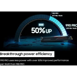 Sale Samsung 990 PRO 1TB M.2 PCI Express 4.0 Internal Solid-State Drive with Heatsink, V-NAND (MZ-V9P1T0CW)