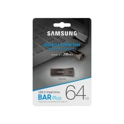 Sale Samsung BAR Plus 64GB USB 3.1 Type A Flash Drive, Titan Gray (MUF-64BE4/AM)