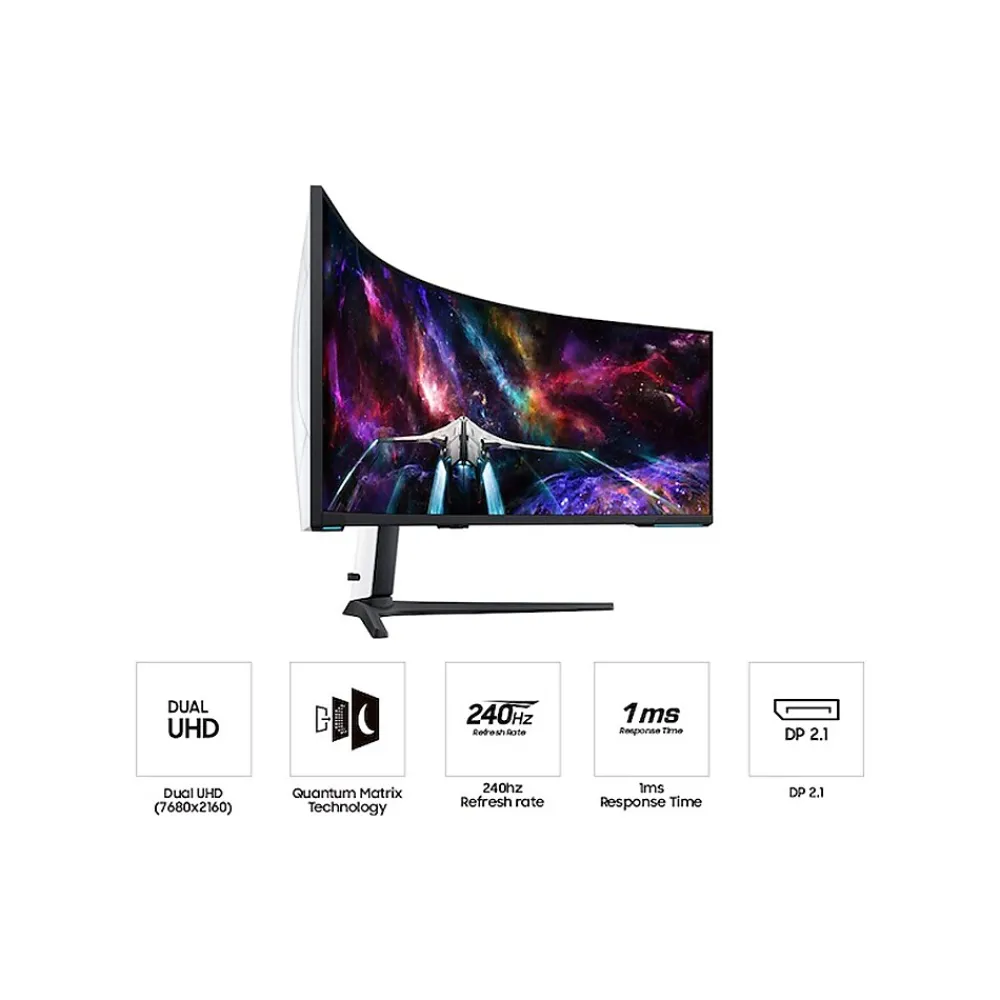 Clearance Samsung Odyssey Neo G9 57" Curved 4K Ultra HD 240Hz QLED Gaming Monitor, Black/White (LS57CG952NNXZA)
