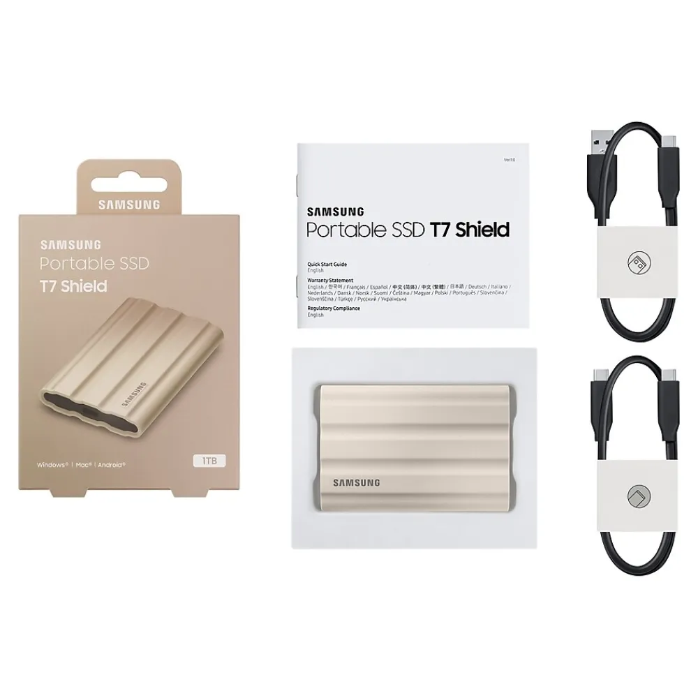 Samsung T7 Shield 1TB USB 3.2 External Solid State Drive (MU-PE1T0K/AM)