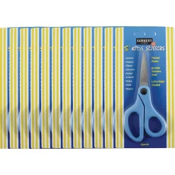 Scissors|Sargent Art 5" Student Stainless Steel Scissors, Pointed Tip, Blue, 12/Pack (SAR220905-12)