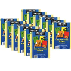 Construction Paper*Sargent Art ® Construction Paper Pack, 9" x 12", Assorted Colors, 50 Sheets Per Pack, 12 Packs (SAR234001-12)
