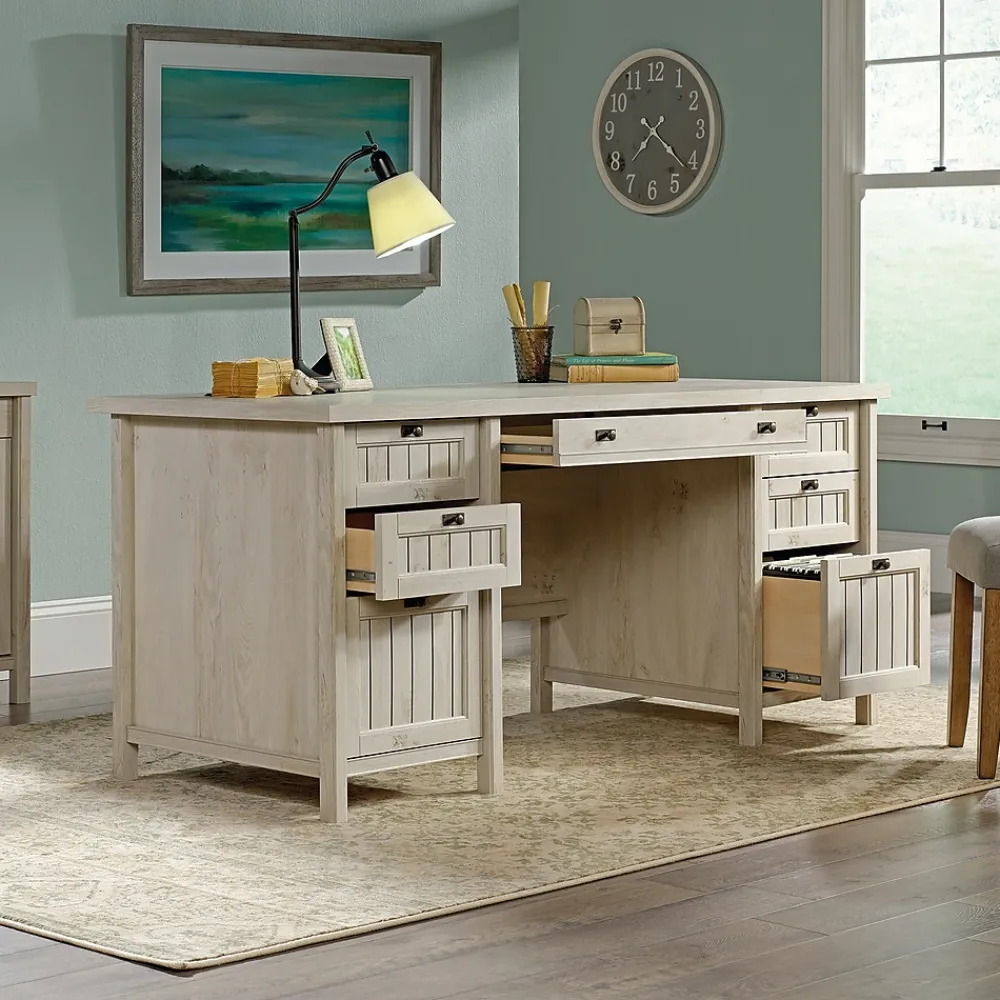 Corner Desks*Sauder Costa 65"W Executive Desk, Chalked Chestnut (419954)