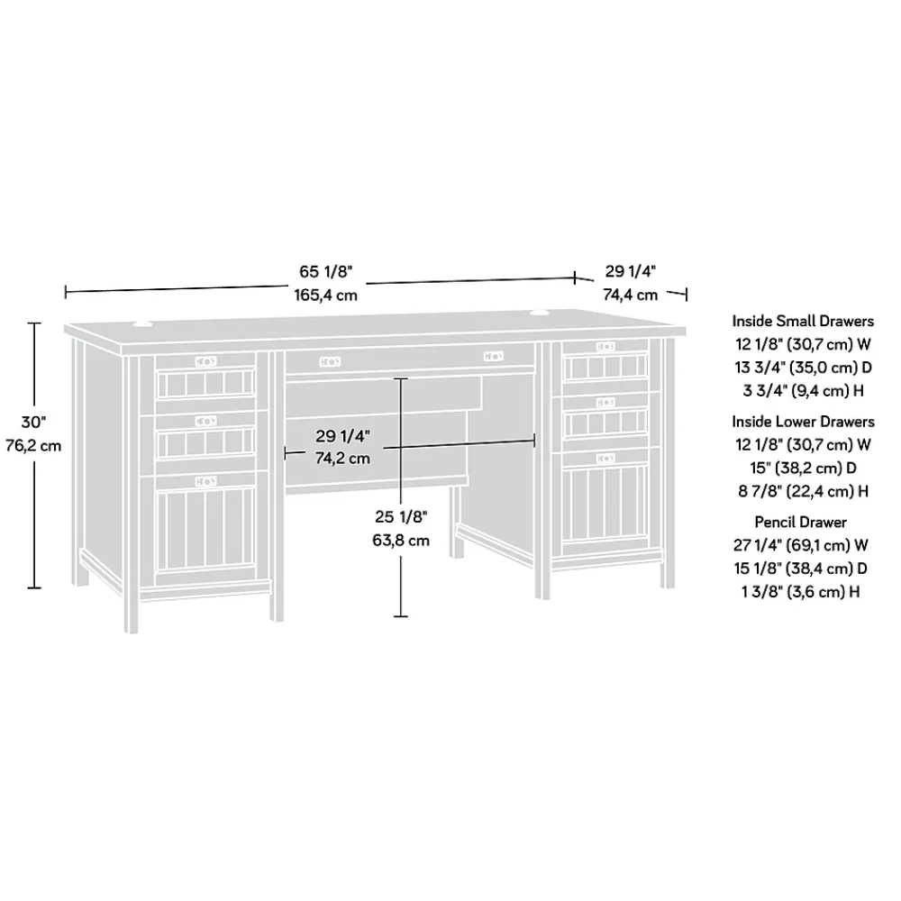 Corner Desks*Sauder Costa 65"W Executive Desk, Chalked Chestnut (419954)