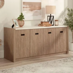 Storage Cabinets*Sauder Dixon City 30"H Storage Credenza with 2 Shelves, Brushed Oak (432894)