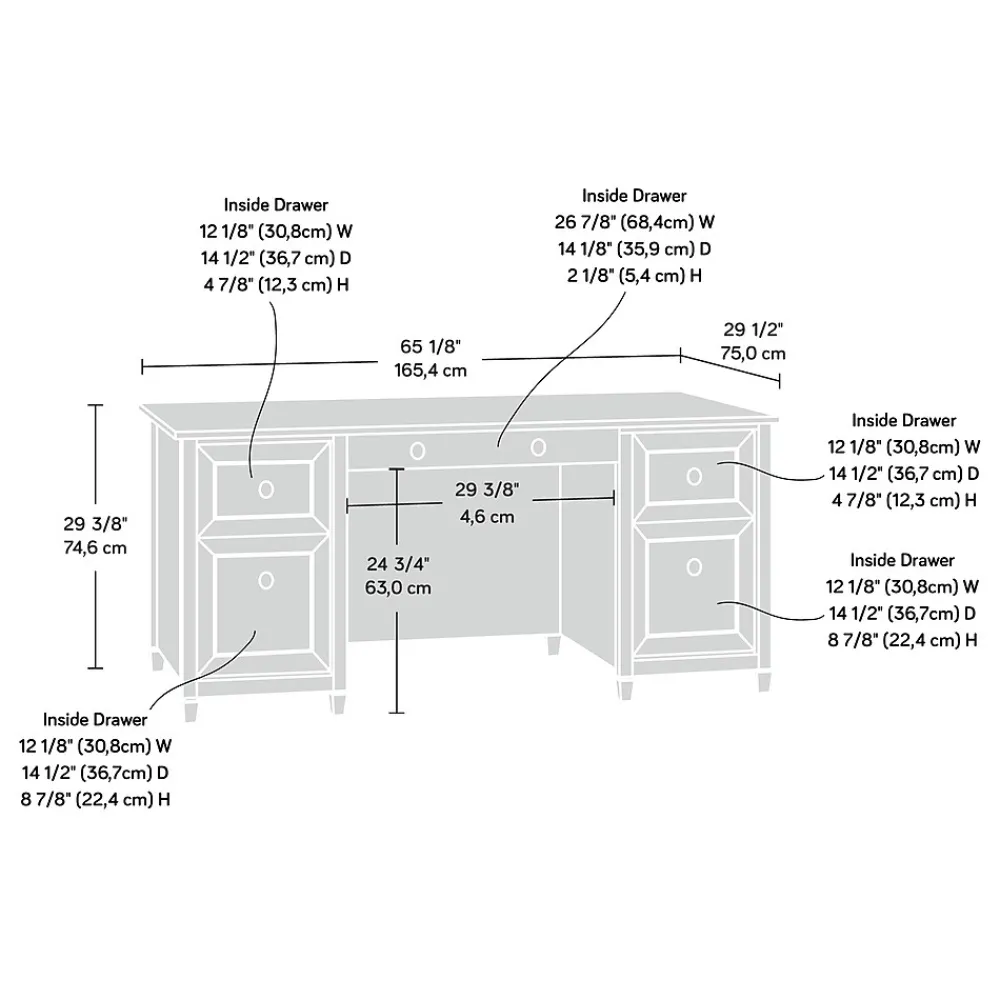Corner Desks*Sauder Edge Water Collection 65" Wood Executive Desk, Estate Black (409042)