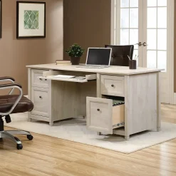 Corner Desks*Sauder Edge Water Executive Desk, Chalked Chestnut (418795)