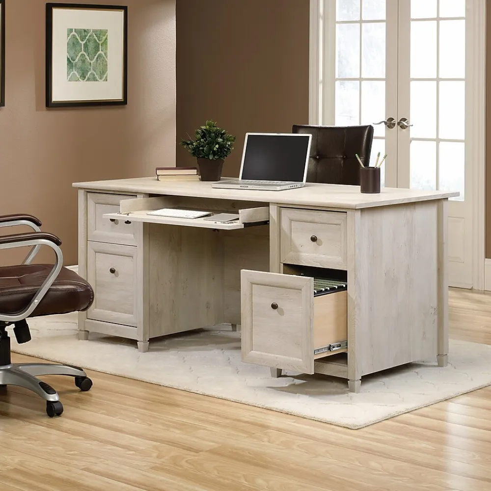 Corner Desks*Sauder Edge Water Executive Desk, Chalked Chestnut (418795)