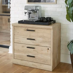 File Cabinets*Sauder Mason Peak Commercial 2-Drawer Lateral File Cabinet, Letter/Legal Size, Lockable, 31"W x 19"D, Prime Oak (427827)