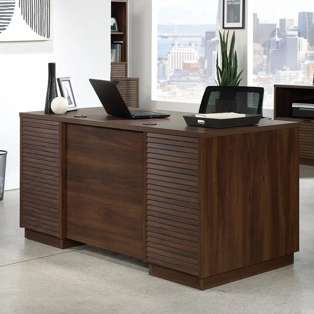 Corner Desks*Sauder Palo Alto 59"W Executive Desk, Spiced Mahogany (427792)