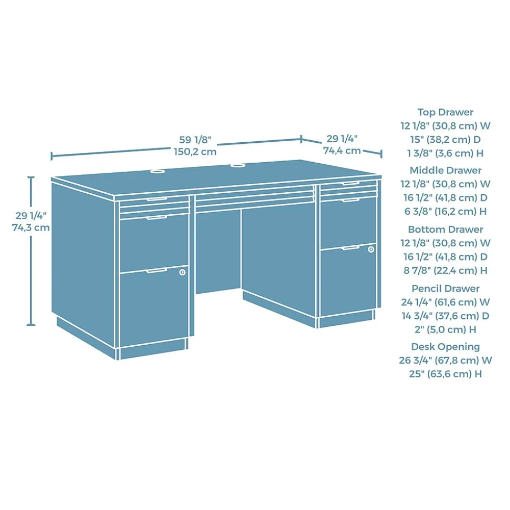 Corner Desks*Sauder Palo Alto 59"W Executive Desk, Spiced Mahogany (427792)