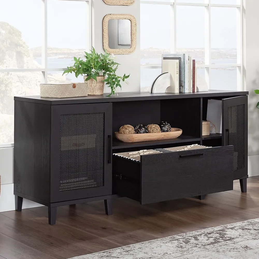 Storage Cabinets*Sauder Tiffin Line 30"H Storage Credenza with 3 Shelves, Raven Oak (433265)