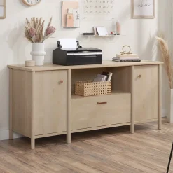 Storage Cabinets*Sauder Whitaker Point 30"H Storage Credenza with 3 Shelves, Natural Maple (429375)