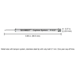 Pens|Schmidt Ink Schmidt 8127 Rollerball Short Capless Refill, Medium, Blue, 2 Pack (SC58132)