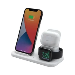 Base3 3-in-1 Wireless Charging Dock for Apple iPhone/Apple Watch/Apple AirPods, White (CSQ3N1WT-SP)<scosche Sale