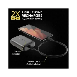 GoBat USB Dual-Port Power Bank, 10000mAh, Black (PB10PD-SP)<scosche New