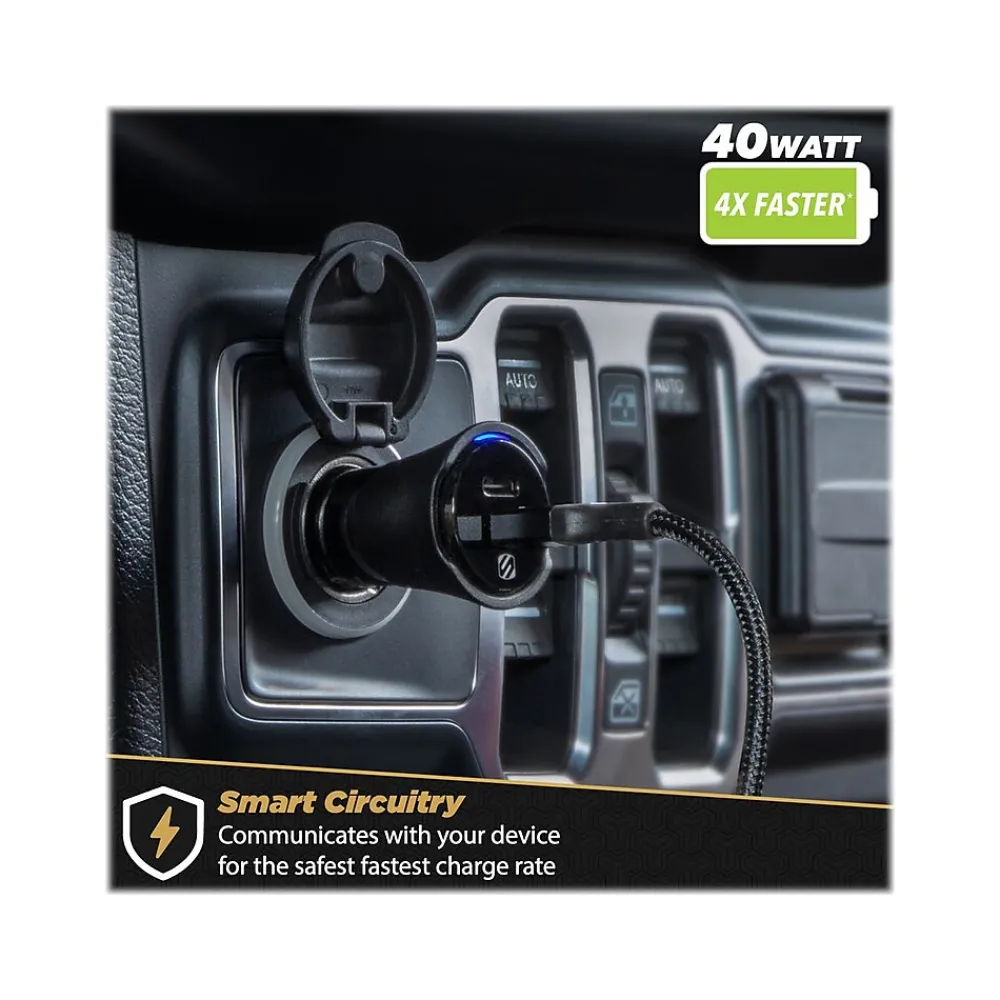 PowerVolt USB Car Charger for Most Smartphones, Black (CPDCC40-SP)<scosche