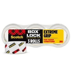 Outlet Scotch Box Lock Shipping Packing Tape, 1.88 in x 54.6 yds., Clear, 3/Pack (3950-3)