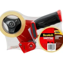 Sale Scotch Commercial Grade Packaging Tape with Dispenser, 1.88" x 54.6 yds., Clear, 2/Pack (3750-2-ST)
