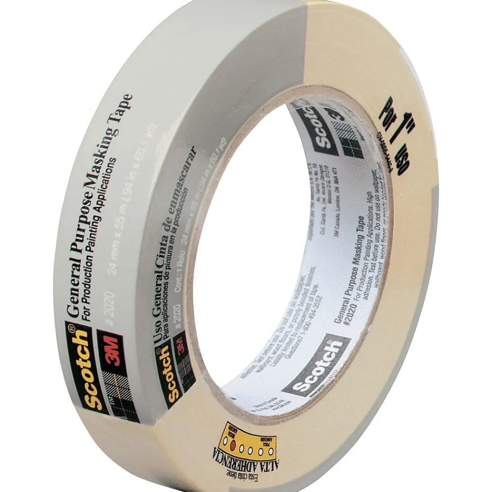Hot Scotch Commercial-Grade Masking Tape for Production Painting, 0.94" x 60 yds. (2020-24A-BK)
