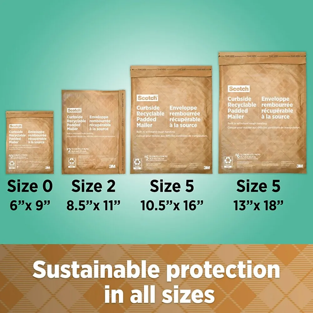 Hot Scotch Curbside Recyclable Padded Mailer, 13" x 18", Tan, 1/Pack (CR-6-1)