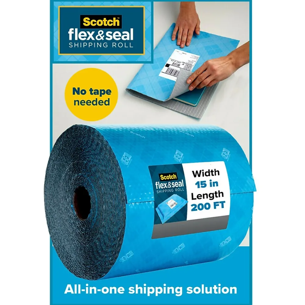 Hot Scotch ™ Flex & Seal Shipping Roll Self-Sealing Padded Mailer, 15" x 200', Blue (FS-15200)