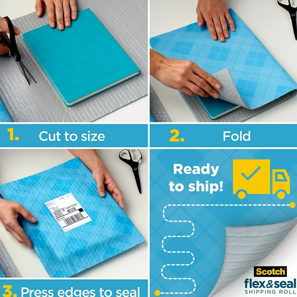 Hot Scotch ™ Flex & Seal Shipping Roll Self-Sealing Padded Mailer, 15" x 200', Blue (FS-15200)