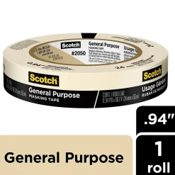 Hot Scotch ® General Purpose Masking Tape, Tan, 0.94 in x 60.1 yd (2050-24AP)