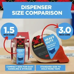 Sale Scotch Heavy Duty Packing Tape with Dispenser, 1.88" x 54.6 yds., Clear (3850-2ST)