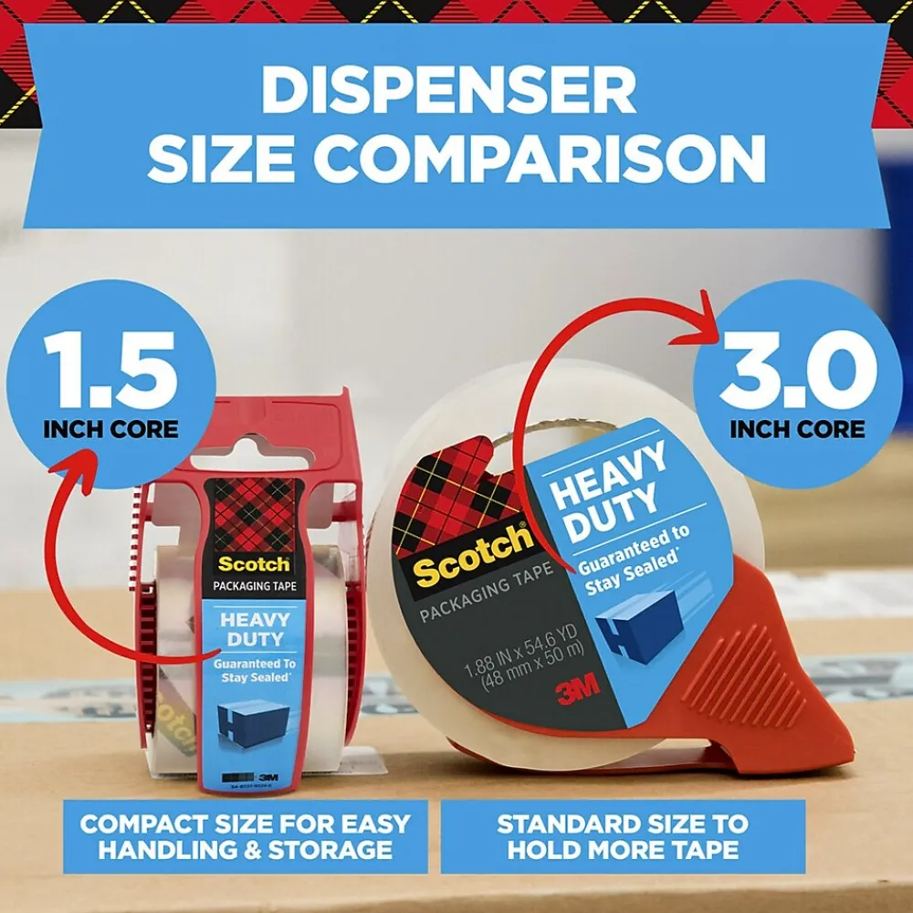 Clearance Scotch Heavy Duty Shipping Packing Tape, 1.88" x 54.6 yds., Clear, 12/Pack (3850-12-DP3)