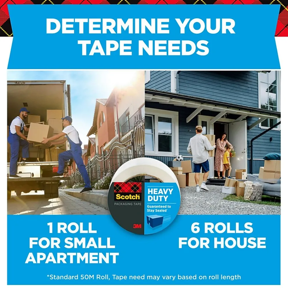 Clearance Scotch Heavy Duty Shipping Packing Tape, 1.88" x 54.6 yds., Clear, 12/Pack (3850-12-DP3)