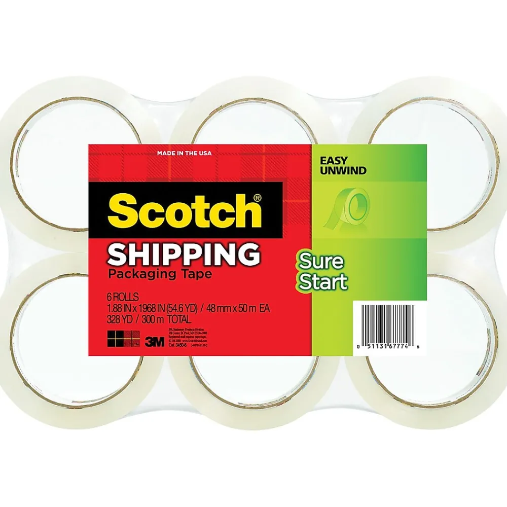 Discount Scotch Packing Tape, 1.88" x 54.6 yds., Clear, 6/Pack (3450-40-6)