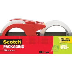 New Scotch Sure Start Packing Tape with Dispenser, 1.88" x 38.2 yds., Clear, 2/Pack (3450S-2-1RD)