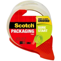 Scotch Sure Start Shipping Packing Tape with Dispenser, 1.88" x 38.2 yds., Clear (3450S-RD)