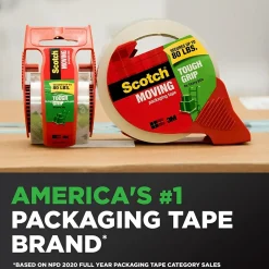 Best Scotch Tough Grip Moving Packing Tape with Dispenser, 1.88