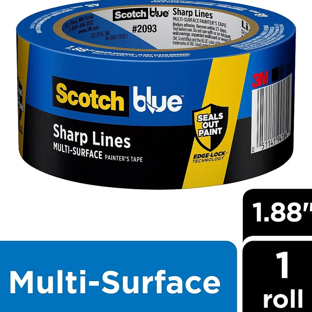 Hot ScotchBlue Sharp Lines 1.88" x 60 yds. Medium Painter Tape, Blue (2093-48EC)