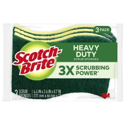Heavy Duty Sponge with Scrubber, Green/Yellow, 3 Sponges/Pack (HD3)<Scotch-Brite Outlet