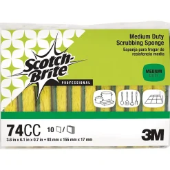 Medium Duty Scrub Sponge, Green/Yellow, 10/Pack (74CC)<Scotch-Brite Online