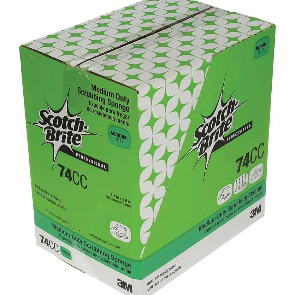 Medium Duty Scrub Sponge, Green/Yellow, 10/Pack (74CC)<Scotch-Brite Online