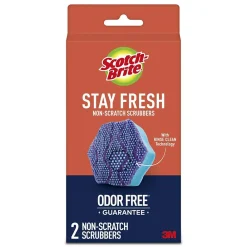 Stay Fresh Non-Scratch Scrubbers, Blue, 2 Sponges/Pack (SDA-2)<Scotch-Brite New