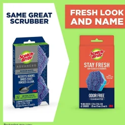Stay Fresh Non-Scratch Scrubbers, Blue, 2 Sponges/Pack (SDA-2)<Scotch-Brite New
