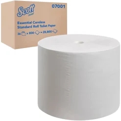 2 Ply Coreless Toilet Paper, White, 800 Sheets/Roll, 36 Rolls/Carton (07001)<Scott Sale