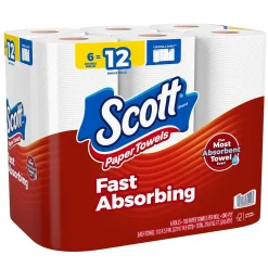 Scott Choose-A-Sheet Kitchen Roll Paper Towels, 1-ply, 102 Sheets/Roll, 6 Mega Rolls/Pack (16447/55413)