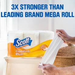 Comfort Plus Mega Toilet Paper, 1-ply, White, 462 Sheets/Roll, 36 Rolls/Case (54262)<Scott New