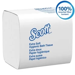Cotton Z-Fold Toilet Paper, 2-ply, White, 250 Sheets/Pack, 36 Packs/Carton (48280)<Scott Discount