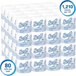 Essential 1-Ply Standard Toilet Paper, White, 1210 Sheets/Roll, 80 Rolls/Carton (05102)<Scott New