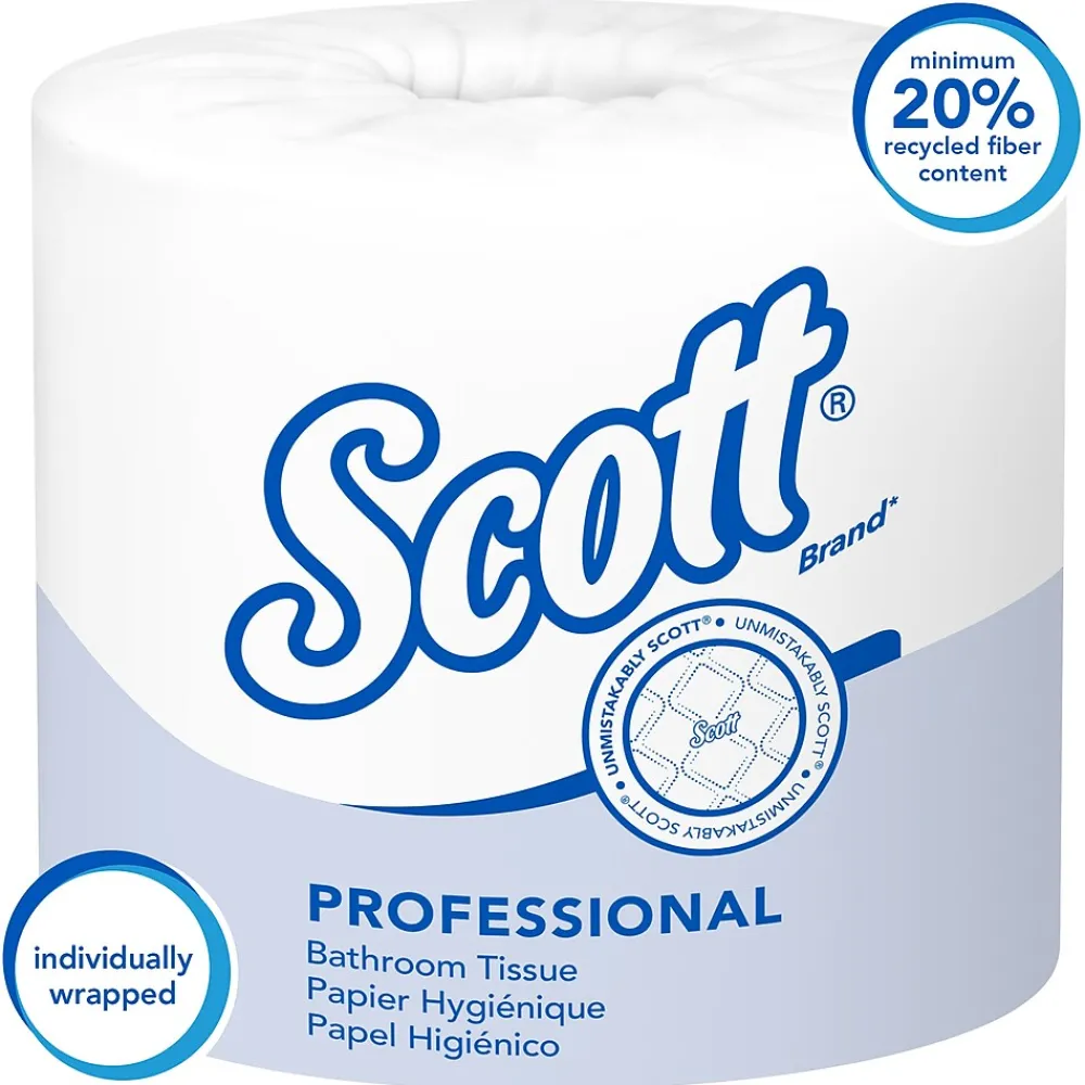 Essential 1-Ply Standard Toilet Paper, White, 1210 Sheets/Roll, 80 Rolls/Carton (05102)<Scott New